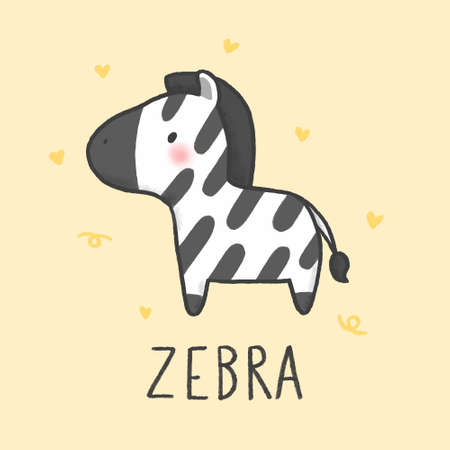 Cute Zebra cartoon hand drawn styleのイラスト素材