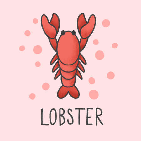 Lobster cartoon hand drawn styleのイラスト素材