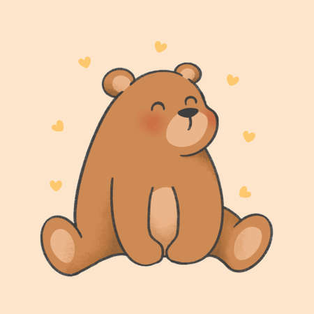 Bear cartoon hand drawn styleのイラスト素材