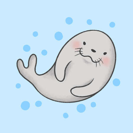 Seal cartoon hand drawn styleのイラスト素材