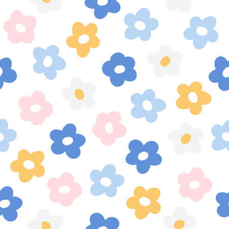 Flowers seamless background repeating pattern, wallpaper background, cute seamless pattern backgroundのイラスト素材