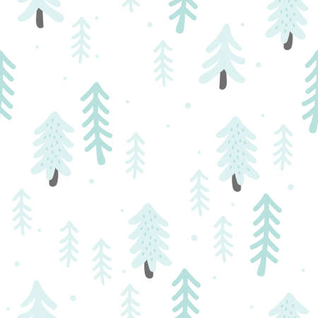 Winter and snow tree seamless background repeating pattern, wallpaper background, cute seamless pattern backgroundのイラスト素材