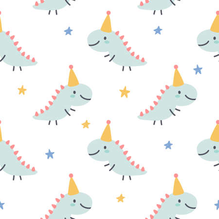 Cute dragon seamless background repeating pattern, wallpaper background, cute seamless pattern backgroundのイラスト素材