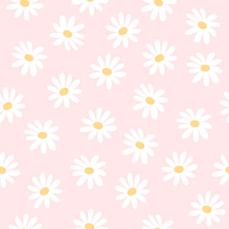 Daisy flowers seamless background repeating pattern, wallpaper background, cute seamless pattern backgroundのイラスト素材