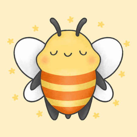 Cute bee cartoon animal character vector. Cartoon character design.のイラスト素材