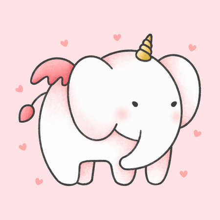 Cute elephant unicorn cartoon animal character vector. Cartoon character design.のイラスト素材