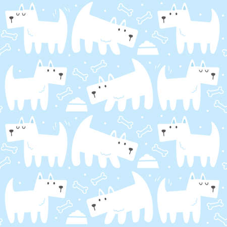 Cute dog seamless background repeating pattern, wallpaper background, cute seamless pattern backgroundのイラスト素材