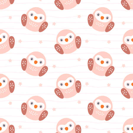 Cute owls seamless background repeating pattern, wallpaper background, cute seamless pattern backgroundのイラスト素材