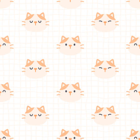 Cute cat seamless background repeating pattern, wallpaper background, cute seamless pattern backgroundのイラスト素材