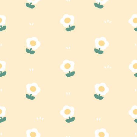 Cute flowers seamless background repeating pattern, wallpaper background, cute seamless pattern backgroundのイラスト素材