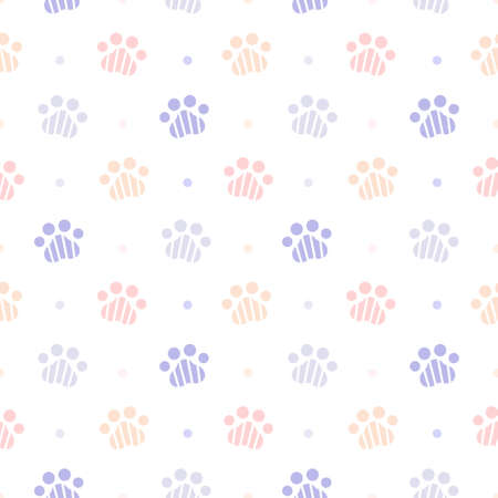 Cute paw footprint seamless background repeating pattern, wallpaper background, cute seamless pattern backgroundのイラスト素材