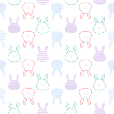 Cute rabbit seamless background repeating pattern, wallpaper background, cute seamless pattern backgroundのイラスト素材