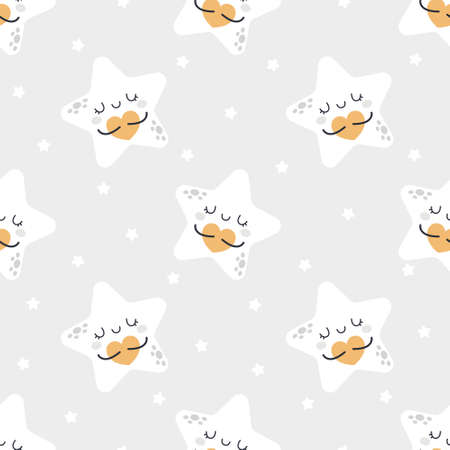 Cute star seamless background repeating pattern, wallpaper background, cute seamless pattern backgroundのイラスト素材