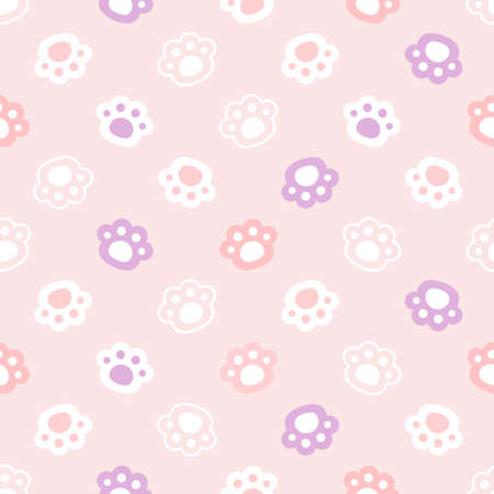 Paw footprint hands seamless background repeating pattern, wallpaper background, cute seamless pattern backgroundのイラスト素材