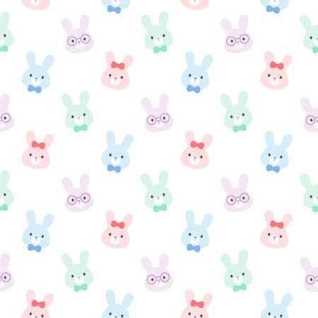Cute rabbit seamless background repeating pattern, wallpaper background, cute seamless pattern backgroundのイラスト素材