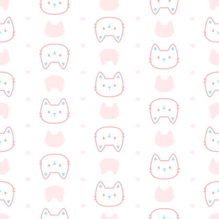 Cute pastel cat seamless background repeating pattern, wallpaper background, cute seamless pattern backgroundのイラスト素材