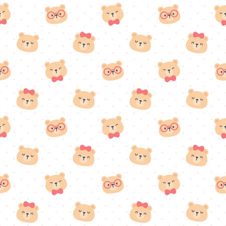 Cute teddy bear seamless background repeating pattern, wallpaper background, cute seamless pattern backgroundのイラスト素材