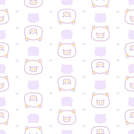 Cute pastel pig seamless background repeating pattern, wallpaper background, cute seamless pattern backgroundのイラスト素材