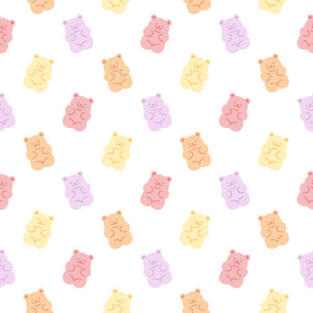 Cute gummy bears seamless background repeating pattern, wallpaper background, cute seamless pattern backgroundのイラスト素材