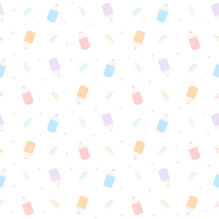 Cute pastel color pencil seamless background repeating pattern, wallpaper background, cute seamless pattern backgroundのイラスト素材