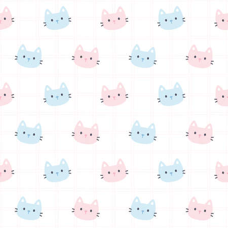 Adorable cat seamless background repeating pattern, wallpaper background, cute seamless pattern backgroundのイラスト素材