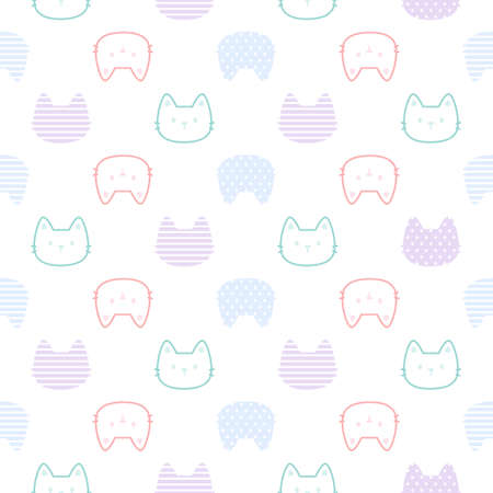 Cute cat seamless background repeating pattern, wallpaper background, cute seamless pattern backgroundのイラスト素材