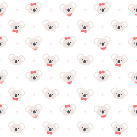 Cute koala bear seamless background repeating pattern, wallpaper background, cute seamless pattern backgroundのイラスト素材