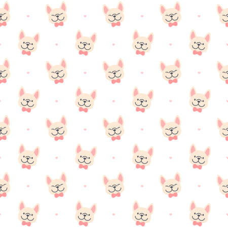 Cute french bulldog seamless background repeating pattern, wallpaper background, cute seamless pattern backgroundのイラスト素材