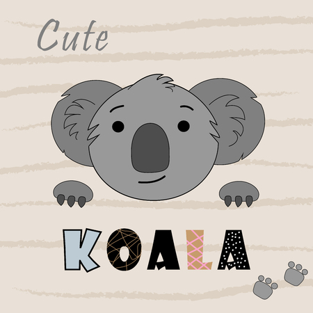 Cute koala cartoon vector illustration t-shirt graphics for kids. Modern design for the fabric.のイラスト素材
