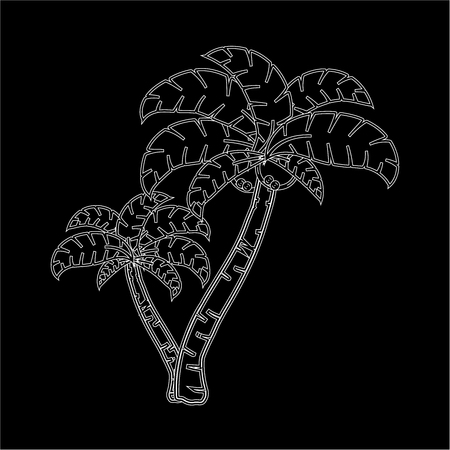 Illustration of a palm tree on a black backgroundのイラスト素材