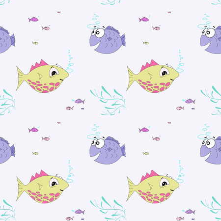 Seamless vector fish pattern illustration. Modern design for the fabricのイラスト素材