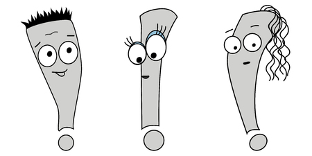 Vector illustration of an exclamation mark. Emoji character with different expressions.のイラスト素材