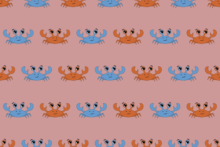 Vector seamless crab pattern illustration. Design for kids t-shirtのイラスト素材
