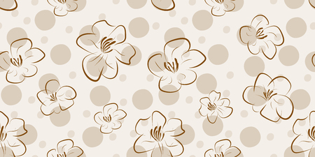 Vector seamless pattern with flowers and circles. Vector textile fabric print.のイラスト素材