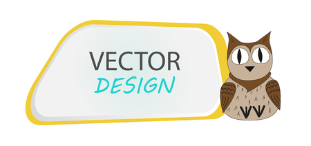 Vector banner with owl. Frame for text with a character. Cartoon frame for text. Design of banners for children.のイラスト素材