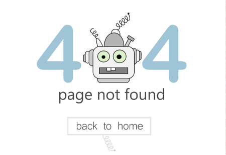 404 error page vector template for website. Illustration of a cartoon robot. Cartoon print.のイラスト素材