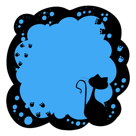 Vector baby frame for your text. Frame for text with a cat. Design children's frame for text with the animal.のイラスト素材
