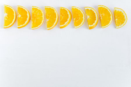Background for design with orange. Creative background with fruit. Bright background for the designer with orange.の写真素材