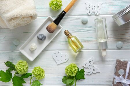 Photo of jasmine oil. Jasmine flowers and oil. SPA photoの写真素材