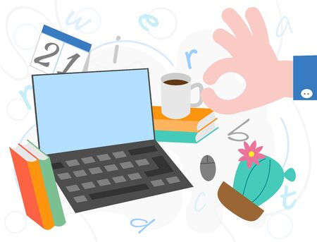 Vector illustration of copywriting, writing posts, bloggers, book writers and journalists. Concept on the topic of blogging and writing.のイラスト素材