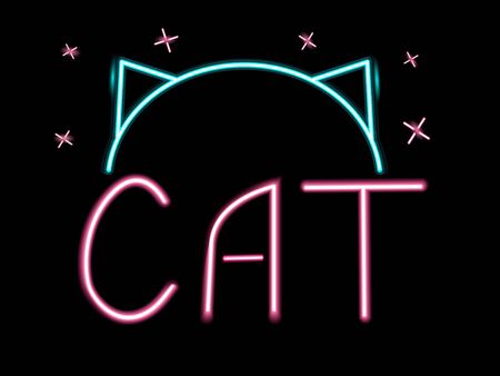 The inscription cat is neon.のイラスト素材