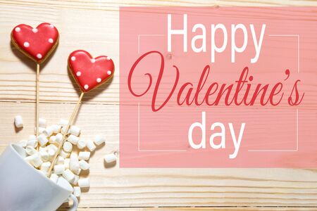 Greeting Valentine card. Postcard Happy Valentine's Day for mailing, blog posting, printing and promotionsの写真素材