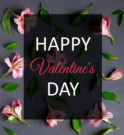 Greeting Valentine card. Postcard Happy Valentine's Day for mailing, blog posting, printing and promotionsの写真素材