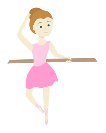 A cute little girl ballerina is engaged in dancing. The ballerina is learning to dance. Vector illustration of girls hobbies and interestsのイラスト素材