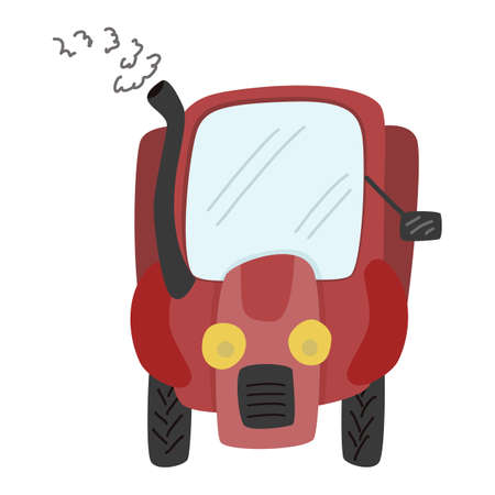 Tractor vector illustration. Harvesting and farming equipmentのイラスト素材