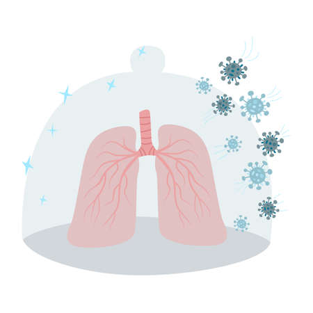 Lung protection simple vector illustration. Protection against viruses, colds, flu, allergiesのイラスト素材