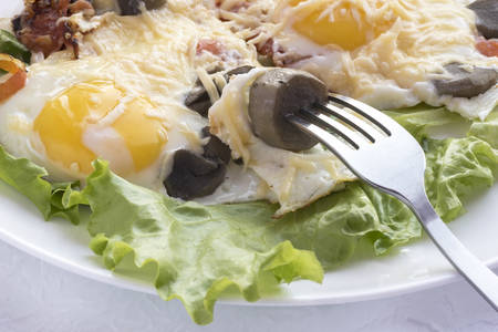 The bread,lettuce and language with the egg.の写真素材