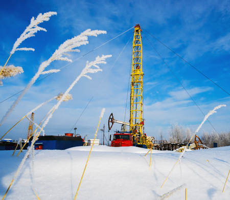 The installation of major repairs of oil wells in the winter . Siberia ,Yugra.の写真素材