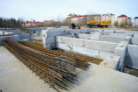 The Foundation of a new apartment building . Langepas, Yugra.の写真素材