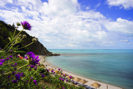 Coastal beach with clear sea. Russia , Bukhta Inalの写真素材